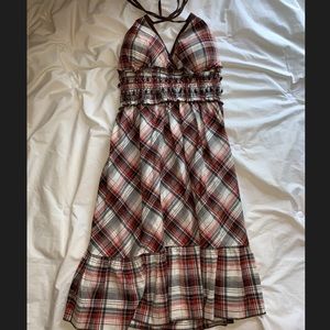 Plaid halter dress